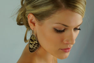 Real butterfly wing earrings - Rice Paper Forewing