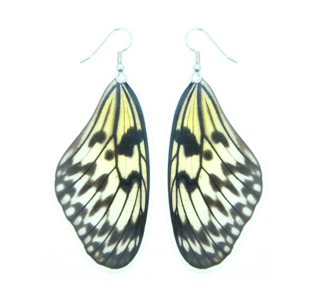 Real Rice Paper butterfly forewing earrings