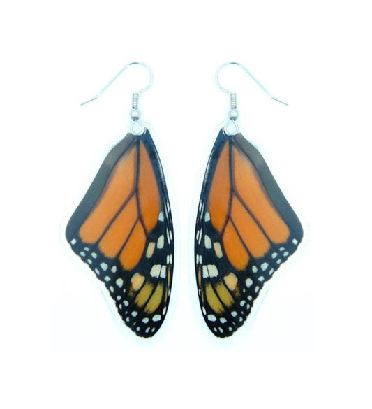 Monarch forewing earrings, alternate view