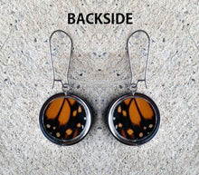 Load image into Gallery viewer, Pendant Butterfly Wing Earrings - Monarch Forewing Circle

