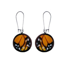 Load image into Gallery viewer, Pendant Butterfly Wing Earrings - Monarch Forewing Circle
