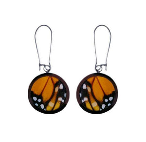 Pendant Butterfly Wing Earrings - Monarch Forewing Circle