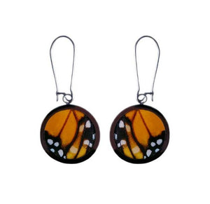 Pendant Butterfly Wing Earrings - Monarch Forewing Circle