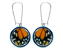 Load image into Gallery viewer, Pendant Butterfly Wing Earrings - Monarch Forewing Circle
