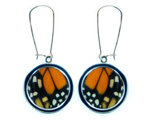 Load image into Gallery viewer, Pendant Butterfly Wing Earrings - Monarch Forewing Circle
