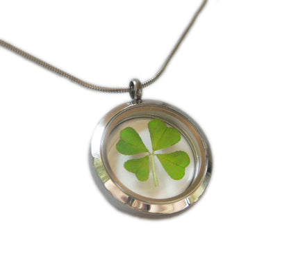 Four leaf clover necklace, alternate view